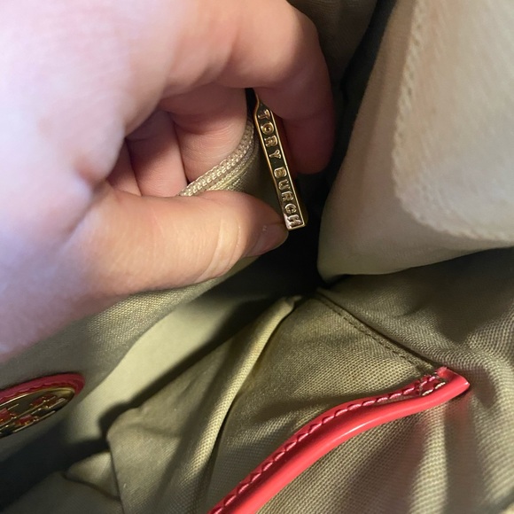 Authentic Tory Burch Mini Tory tote Habanero Pepper RARE canvas patent leather - Picture 6 of 9